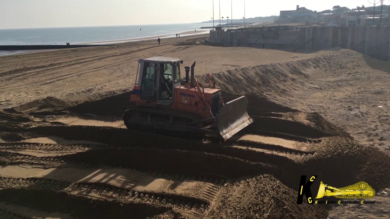 Fiat Hitachi FD145 Dozer Leveling the Beach