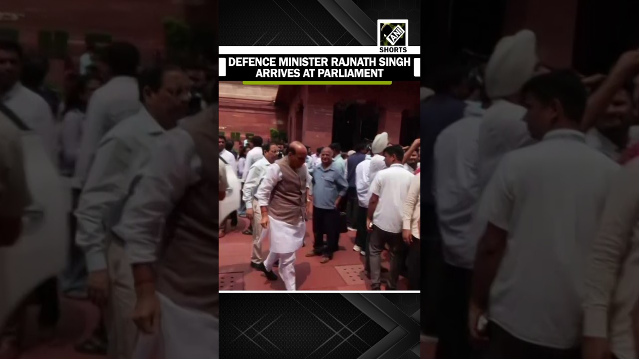 Defence Minister Rajnath Singh arrives at Parliament