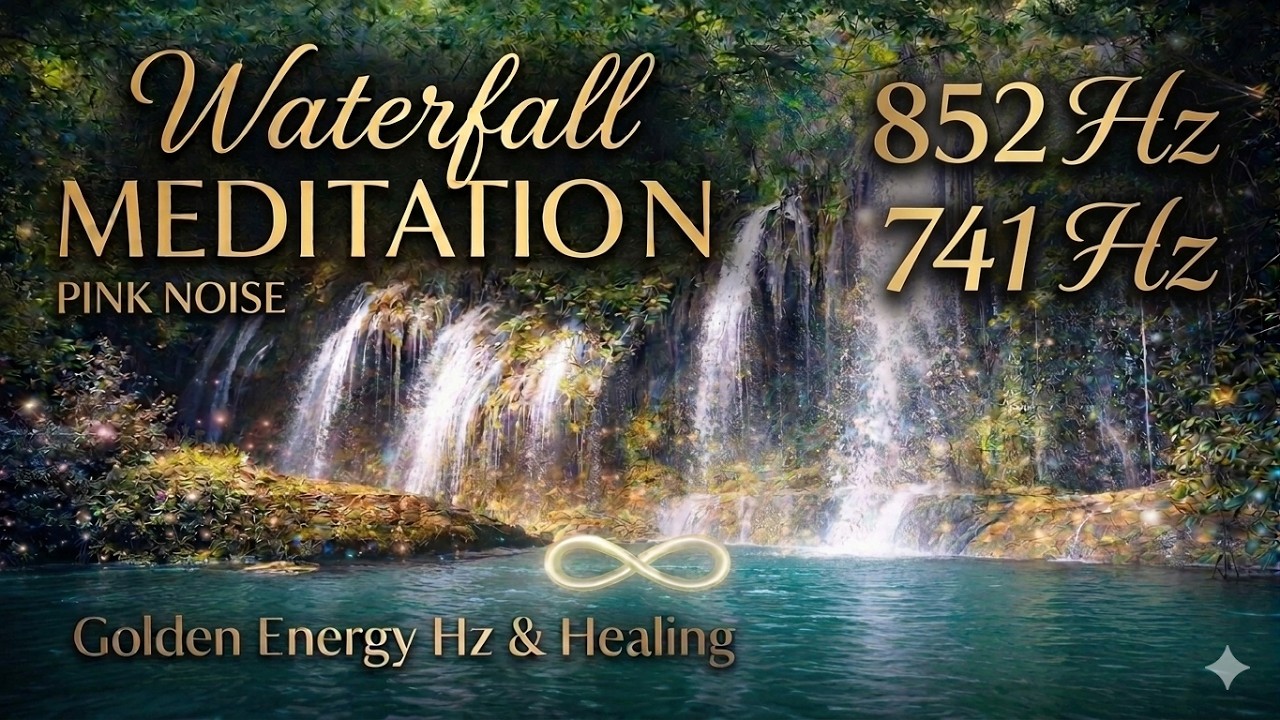 Waterfall Meditation | Pink Noise, 888 Hz Abundance & 741 Hz Cleansing (3 Hours)