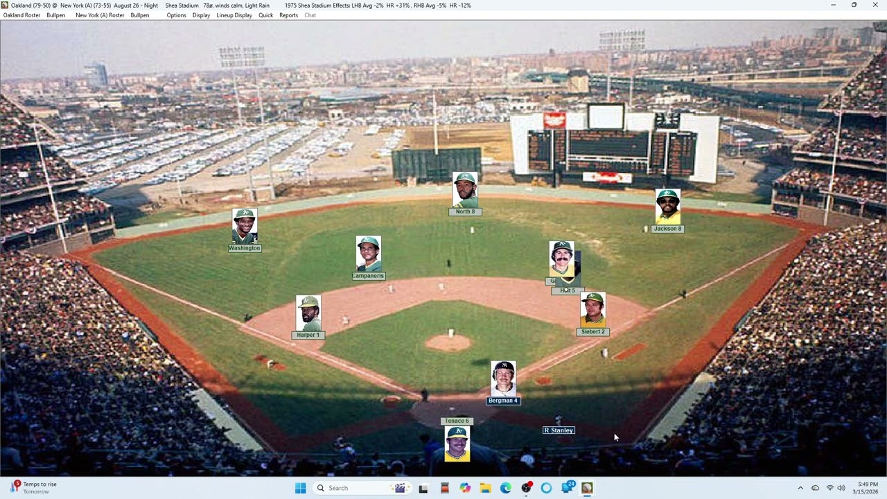 Action PC Baseball 8-26-75 Oakland at New York Y