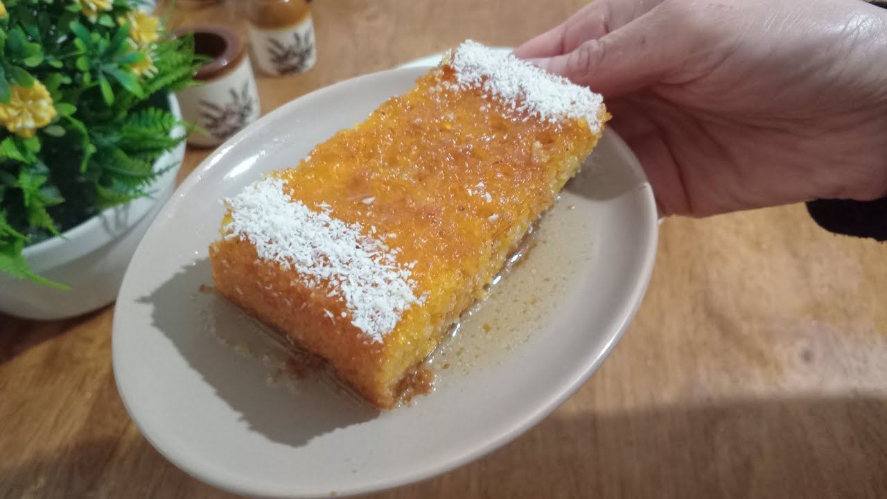 غير بحبة بيض  ونتي درتي بسبوسة بدون غلوتين مشربة وخفيفة الله الله 