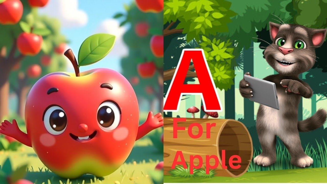 A For Apple 🍎🍎 B For Ball 🏈⚽🏀 Catoon Alfabete learning 