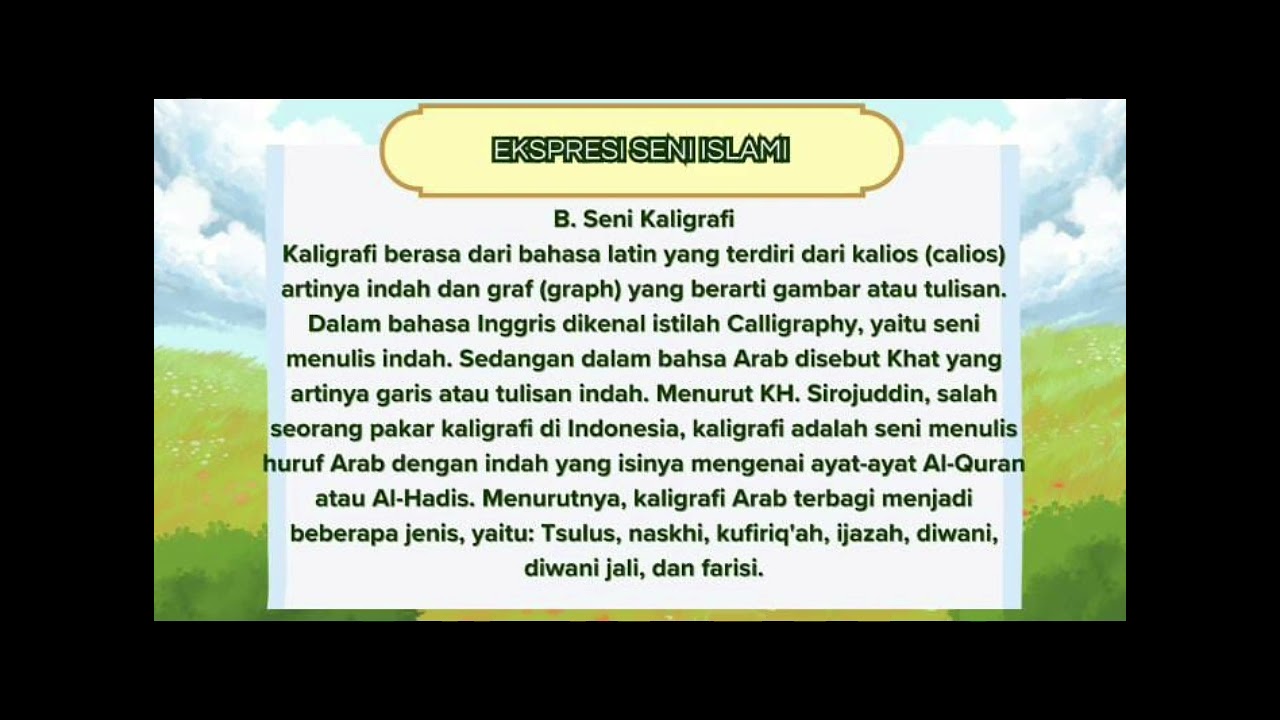 PAI Bab 8 | Dengan Seni Islami, Kehidupan Semakin Harmoni | Kelas 9”