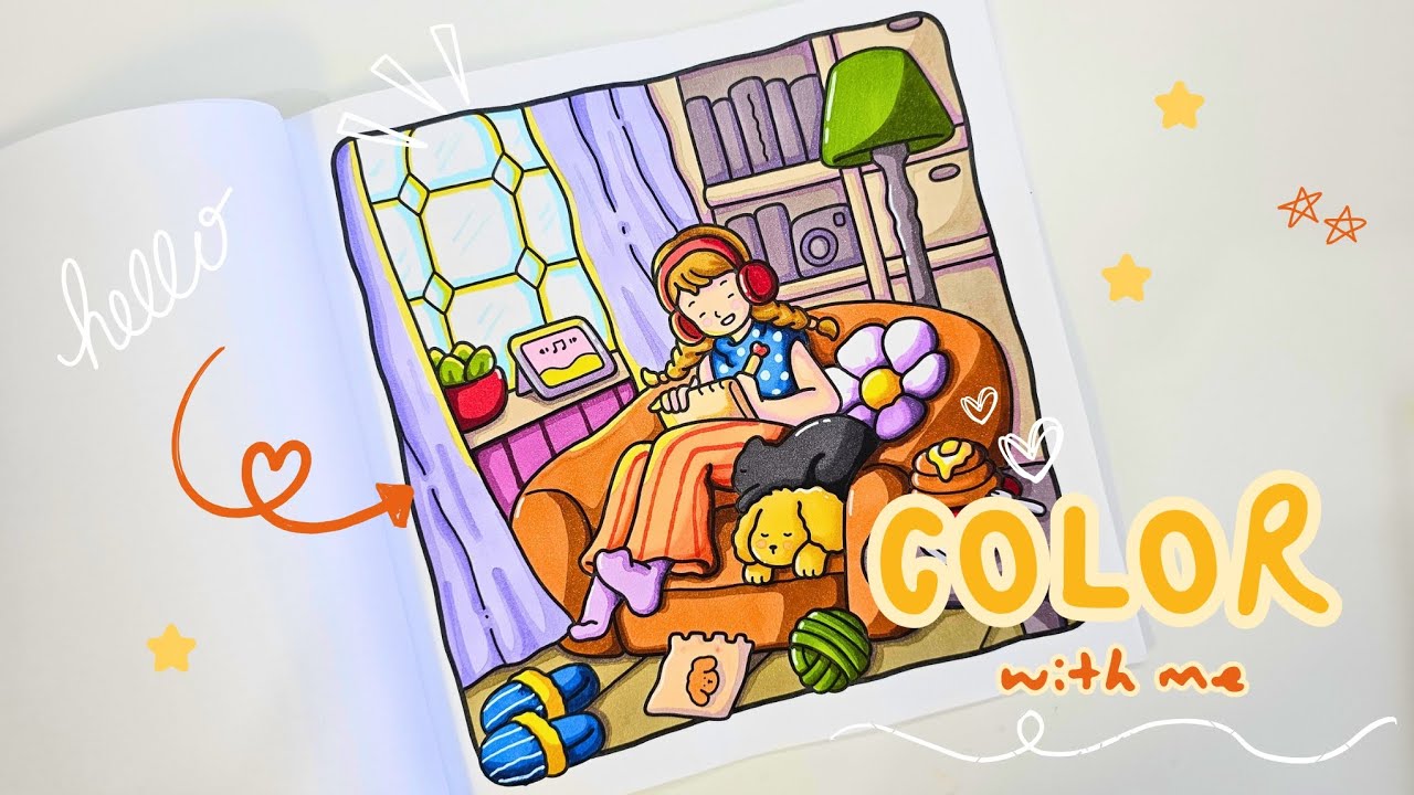 Color with me | Girl Moments 2 by Coco Wyo | Ohuhu Alcohol Markers ☀️☁️🎶