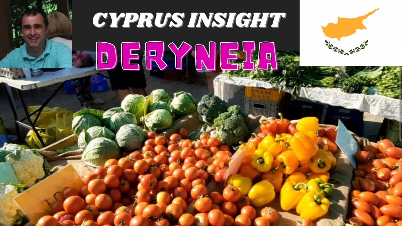 Tour of Deryneia Cyprus Farmer's Market and History.