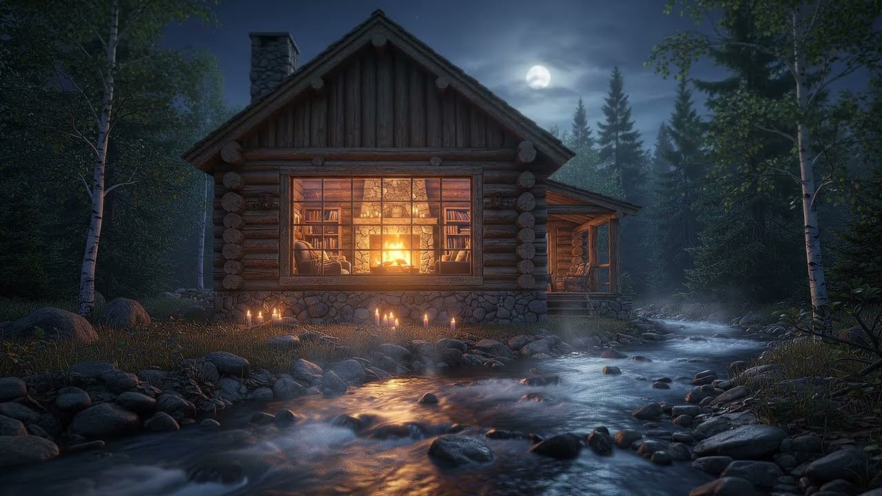 Moonlit River Cabin | Cozy Fireplace & Water Ambience