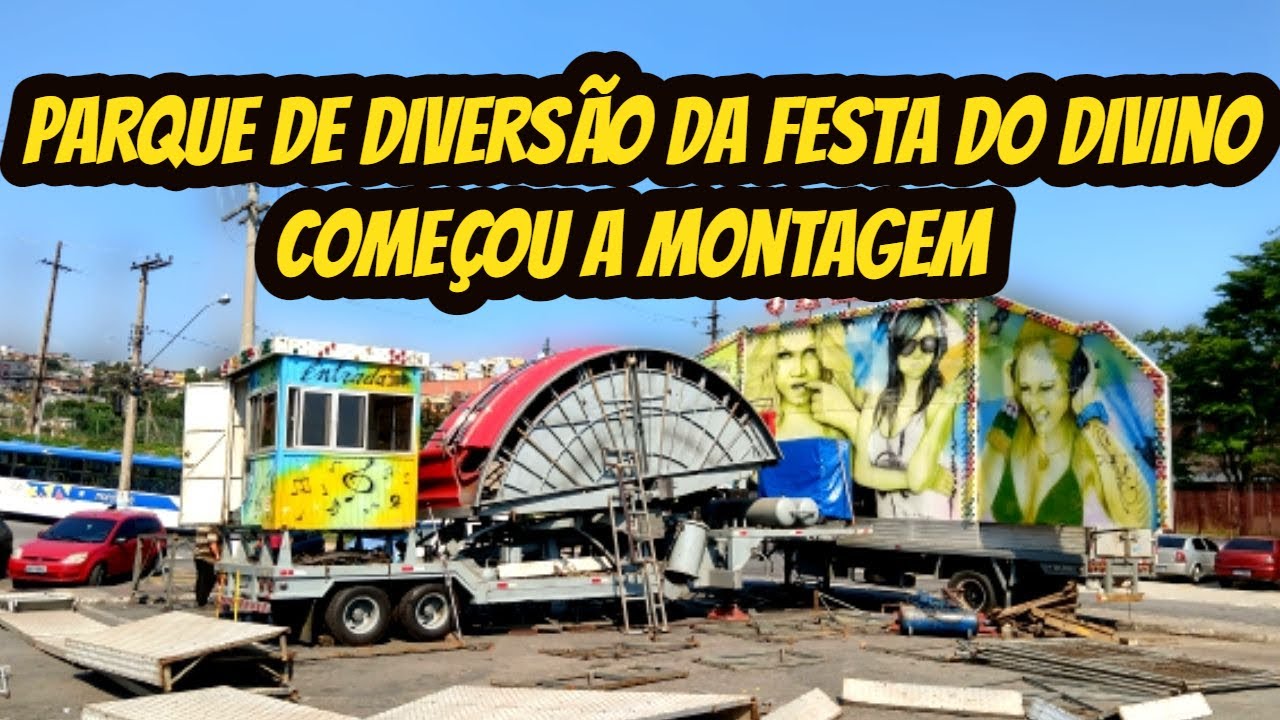 Montagem do parque de diversões da festa do divino em Tijucas - SC #parquedediversões #tijucas