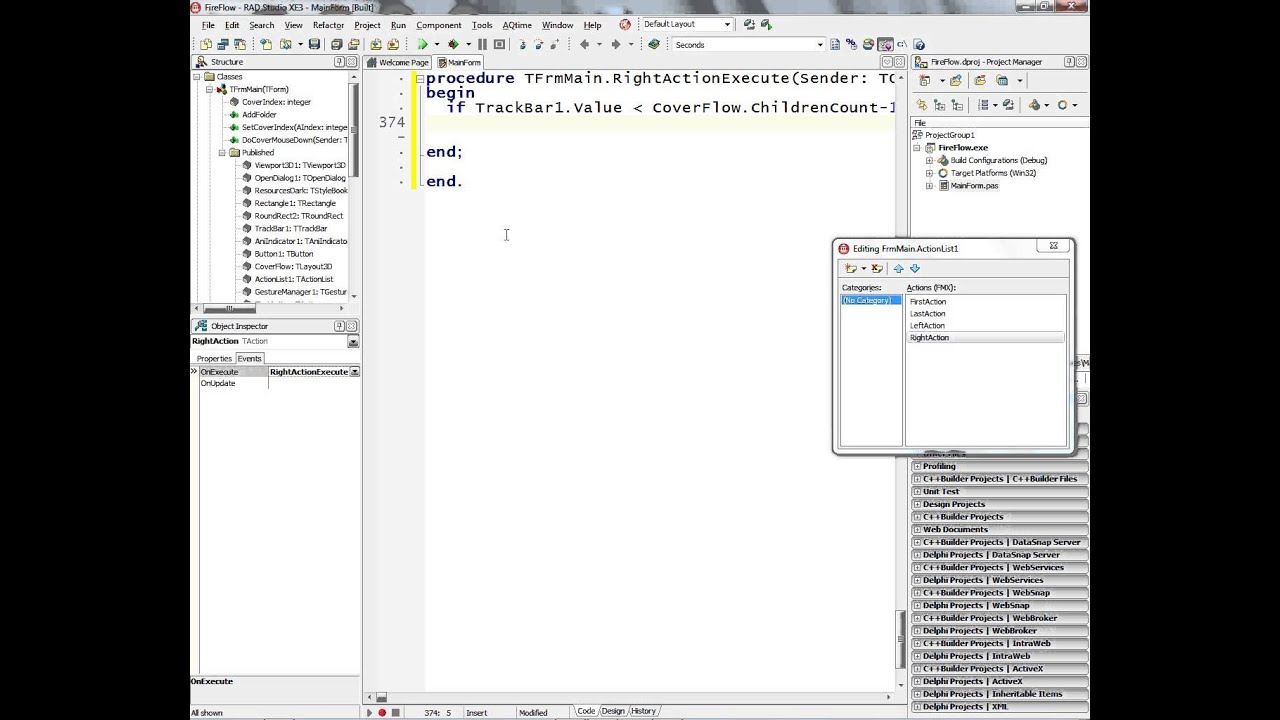 Adding Actions and Gestures to the FireMonkey FireFlow application