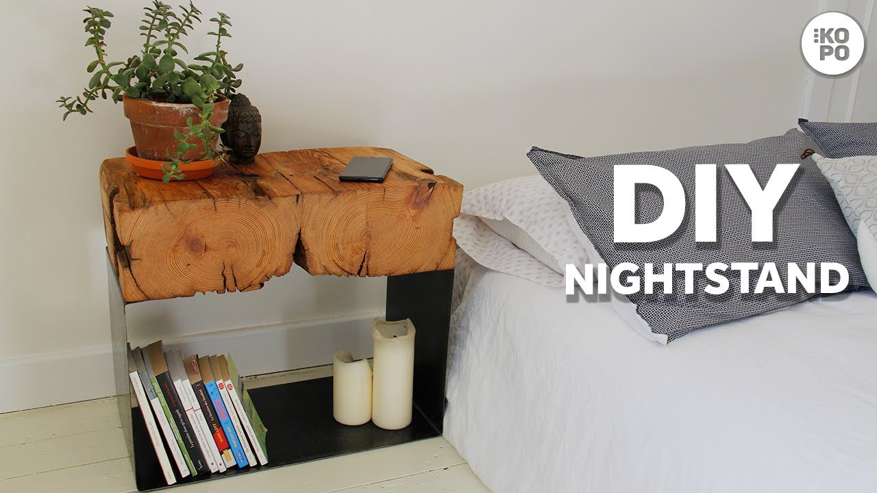 DIY Nightstand Build | With Metal Legs And Wood Log