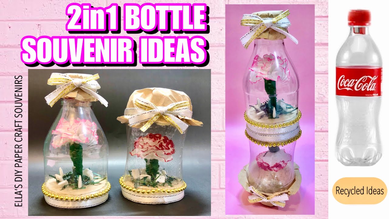 2 in 1 BOTTLE SOUVENIR IDEAS | DIY SOUVENIRS | FLOWER IN THE BOTTLE | RECYCLED MATERIALS | #ellasDIY