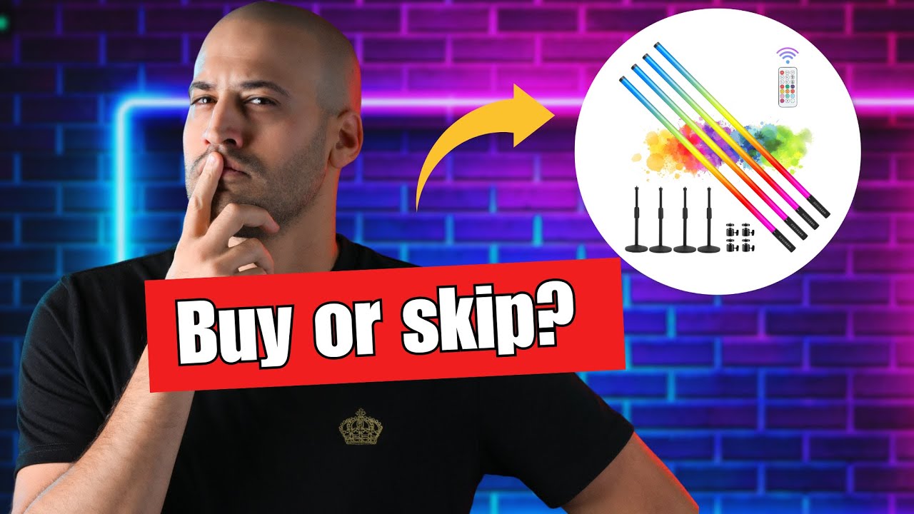 Комплект из 4 светодиодных RGB-светильников для диджеев с питанием от аккумулятора 5000 мАч, длин...
