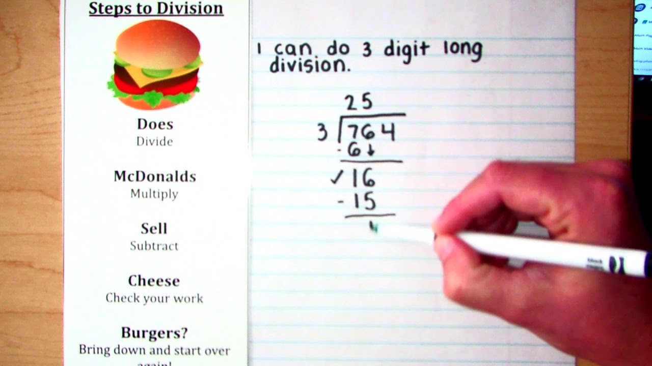 3 digit long division mcdonalds method