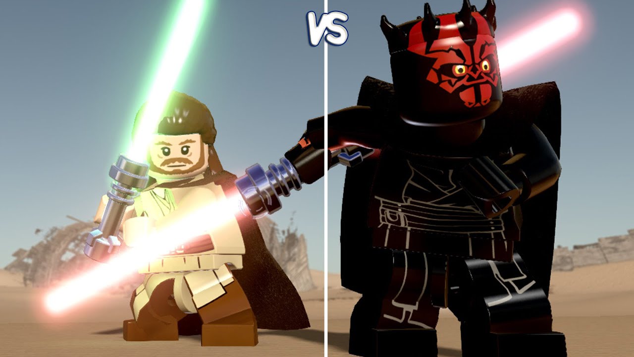 LEGO Star Wars: The Force Awakens - Qui-Gon Jinn vs Darth Maul - CoOp Fight | Free Roam Gameplay