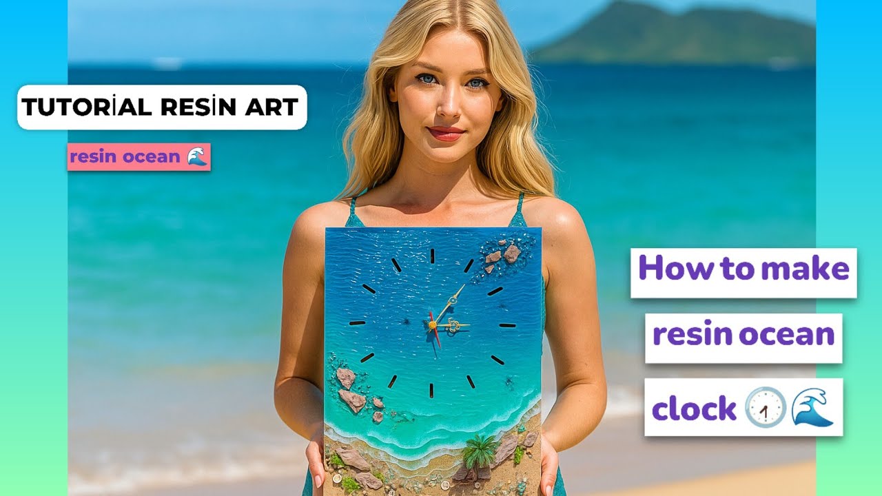 Resin ocean art with glow-in-the-dark effects
