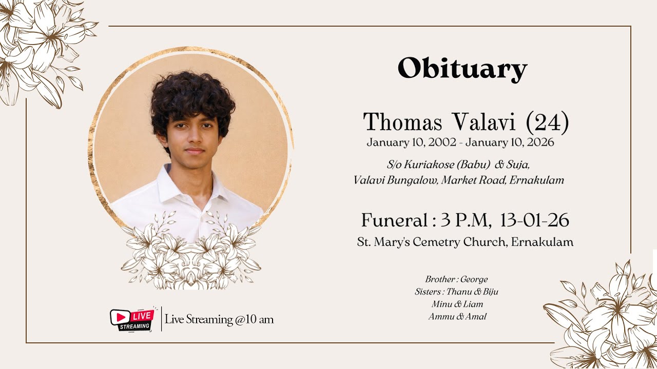 Obituary live streaming | Thomas Valavi (24)