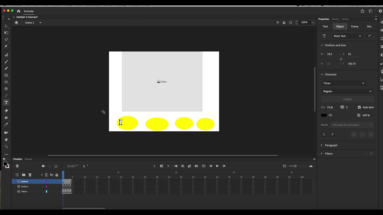 Adobe Animate tutorial, Interactive video