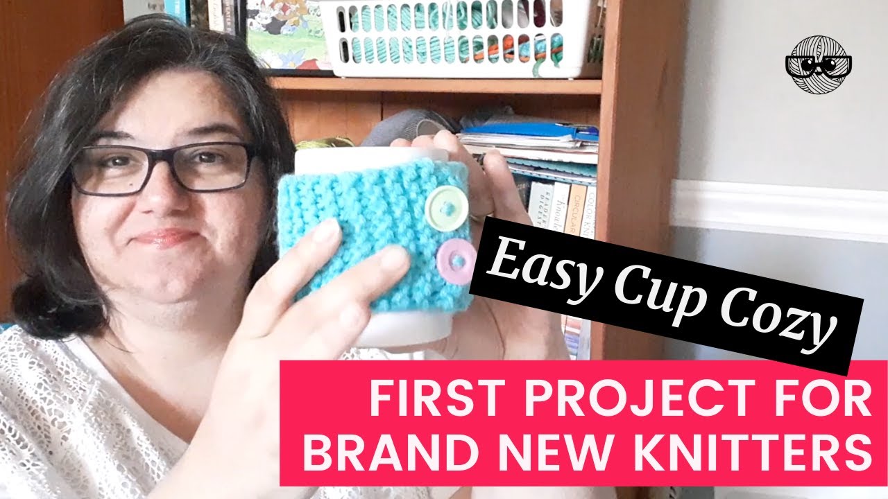 How to Knit a Cup Cozy for Beginners [FREE PATTERN] Perfect Beginner Knitting Project!