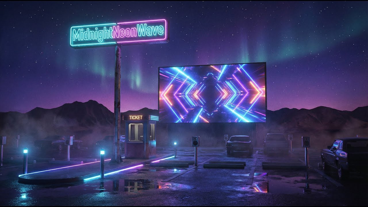 Neon Drive-In Desert Nights 🌵✨ | MidnightNeonWave Synthwave Mix (No Vocals)