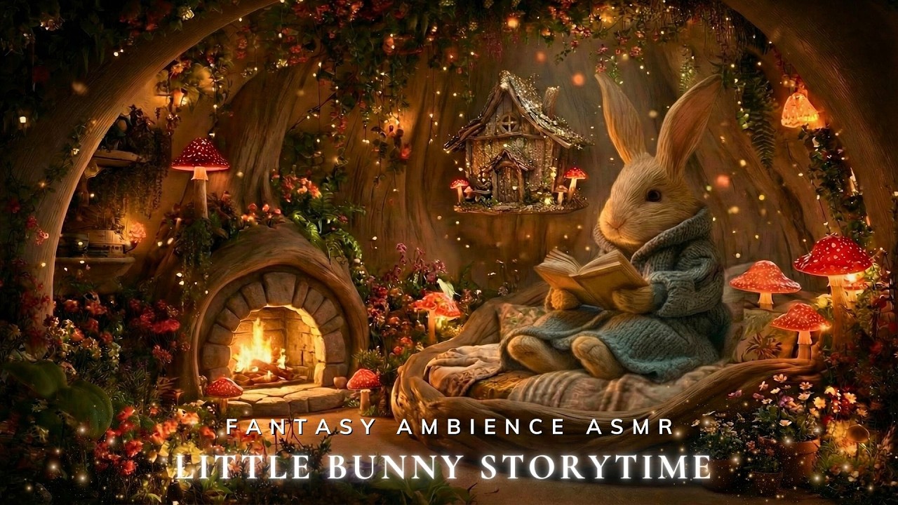 Little Bunny Storytime 🐰📖 Soft Piano and Warm Fireplace for Sleep, Study and Rest