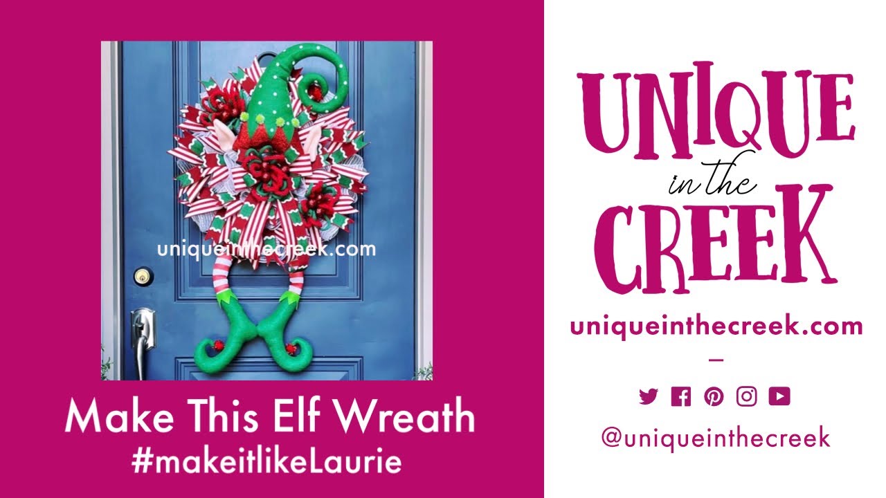 Whimsical Traditional Colors Christmas Elf Deco Mesh Wreath on UITC Large Board