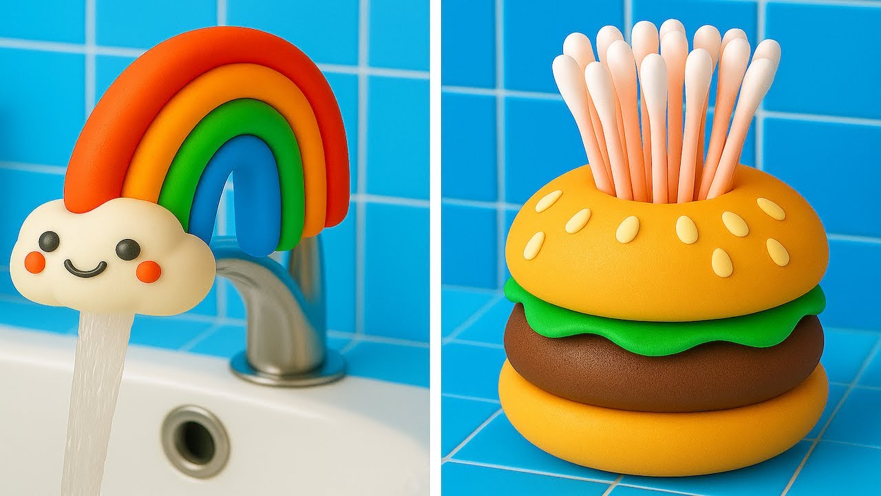 💕 CREA LAVORI ARCOBALENO CON L'ARGILLA POLIMERICA! Idee fai da te facili e divertenti 🧁🌈