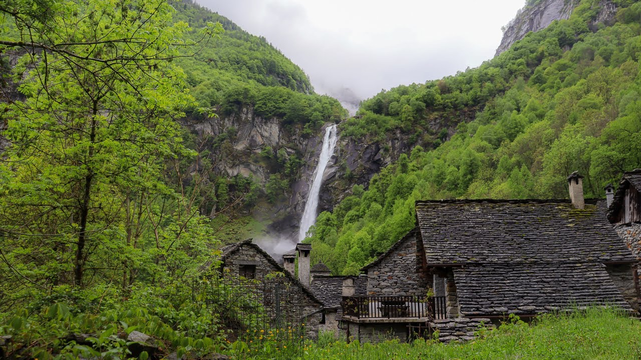 Rainy walk in Foroglio, Switzerland – Hidden Swiss Waterfall Paradise | Rainy Ambience Tour