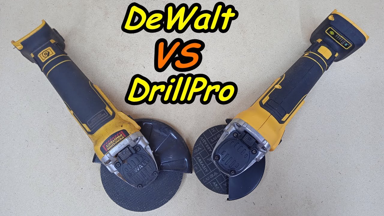 Аккумуляторная болгарка Drillpro против DeWalt