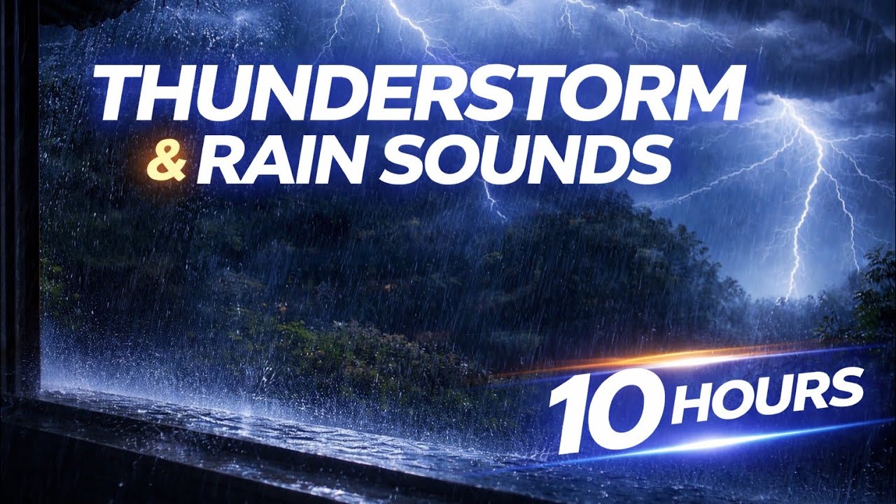 Thunderstorm & Rain Sounds • White Noise for Deep Sleep • 10 Hours Black Screen