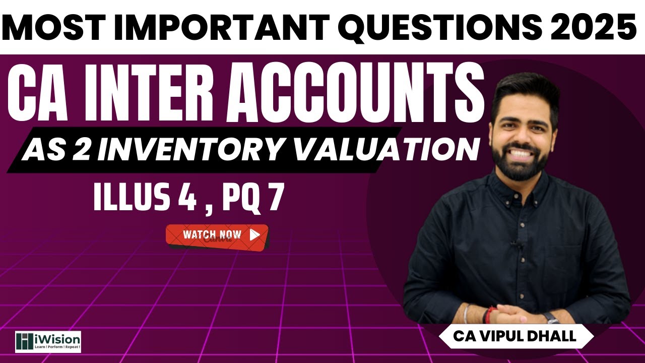 Most Important Questions 2025 | AS 2 Valuation of Inventory |CA Intermediate @iWision CA Vipul Dhall