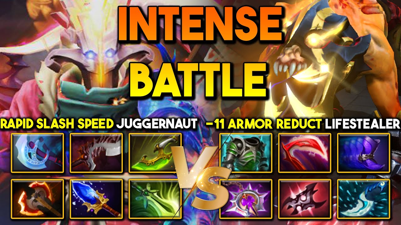 TRULY INTENSE BATTLE | Rapid Slash Speed Juggernaut Vs. Armor Destroyer Monster Lifesteal DotA 2