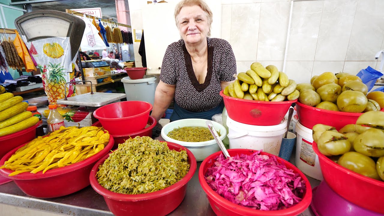 Traditional GEORGIAN FOOD at GREEN BAZAAR - Oldest Market in Kutaisi | Georgia