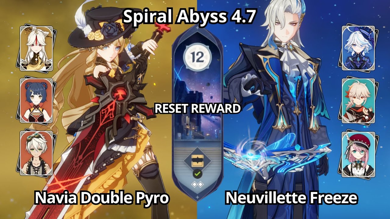 C0 Navia Double Pyro & C0 Neuvillette Freeze - Spiral Abyss 4.7 Floor 12 Genshin Impact