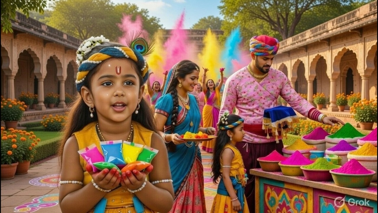 यशोदा मैया और नंद बाबा संग रंग खरीदने पहुंचे माखन चोर कान्हा! - YASHOMATI MAIYYA KE NANDLAL