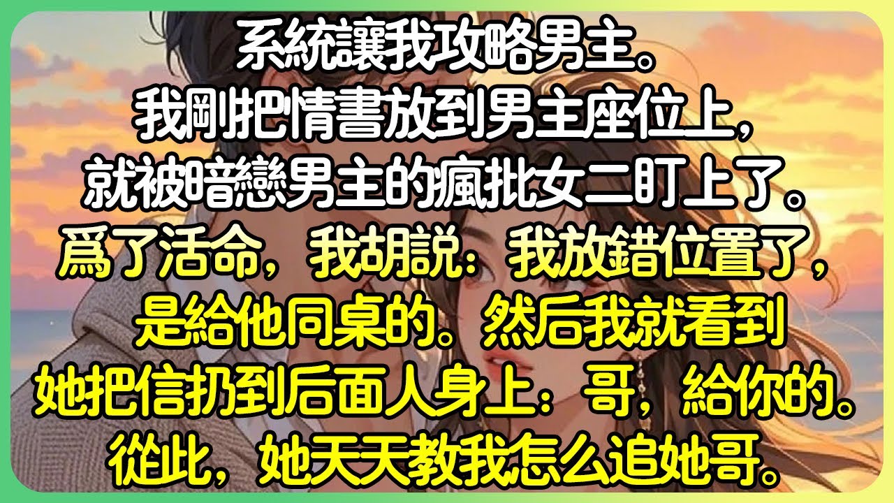 現言甜文💕系統讓我攻略男主。我剛把情書放到男主座位上，就被暗戀男主的瘋批女二盯上了。為了活命，我胡說：我放錯位置了，是給他同桌的。然後我就看到她把信丟到後面人身上：哥，給你的。#薄荷听书