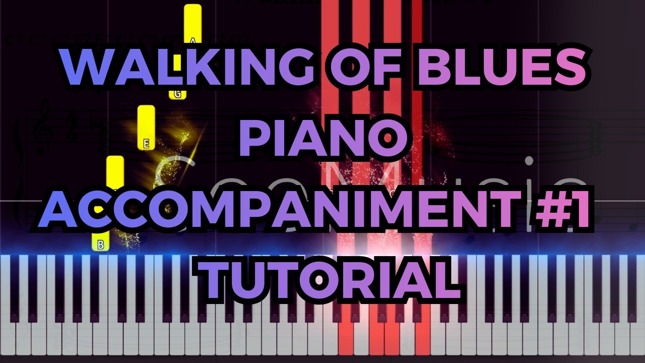 Walking of Blues Piano Accompaniment #1 PIANO KEYBOARD TUTORIAL
