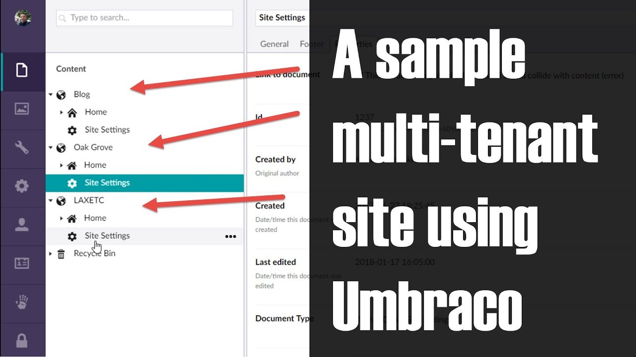 Example Umbraco Multi-tenant site explained