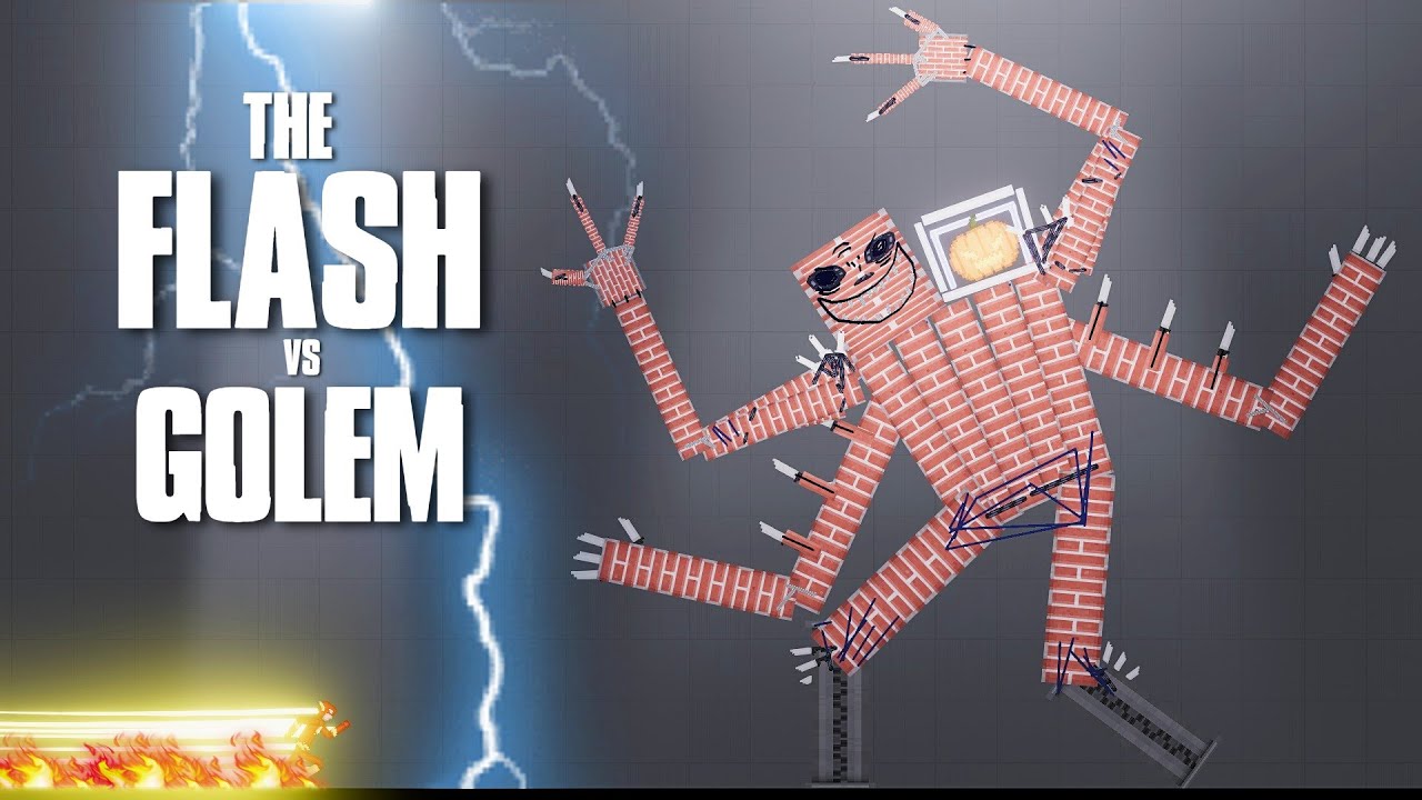 The Flash Speed Force vs Two-Headed Brick Golem [People Playground 1.27]
