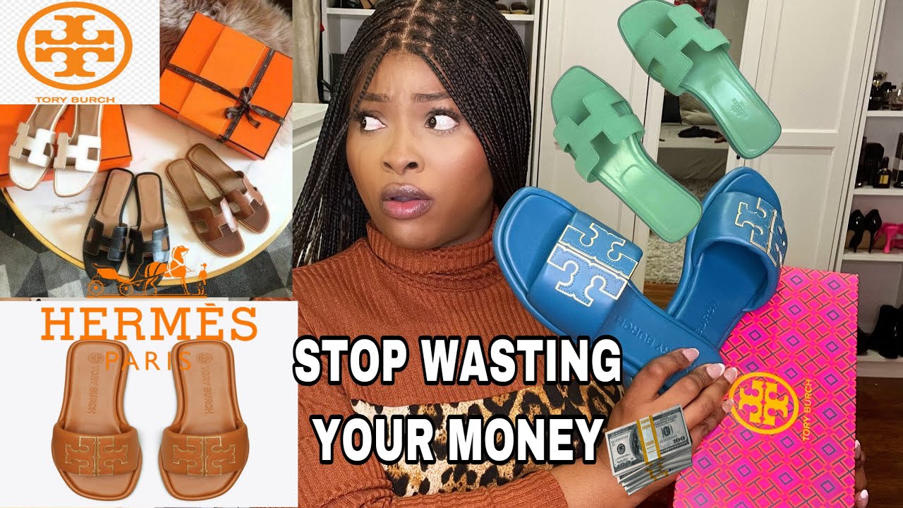 UNBOXING MY TORY BURCH DOUBLE T SLIDE /HERMES ORAN DUPE