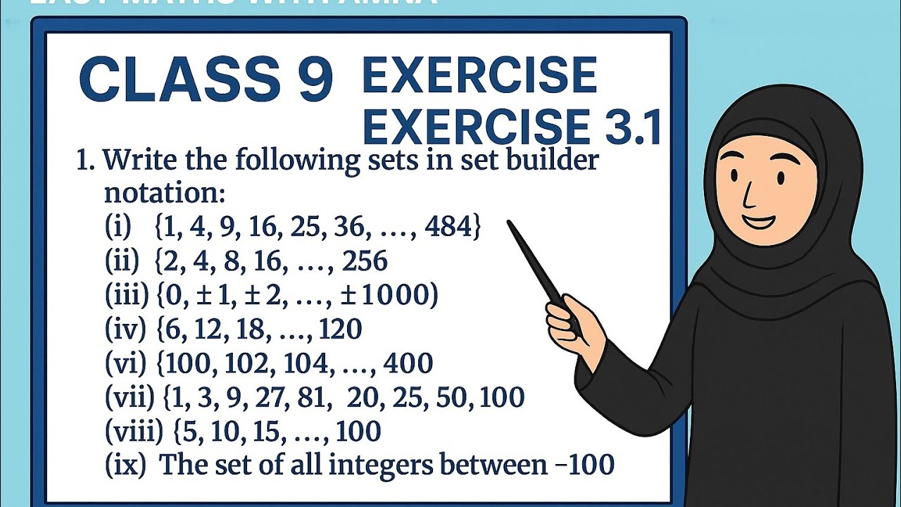Class 9 Math | Exercise 3.1 Question 1 | Set Builder  Notation | Easy Maths With Amna