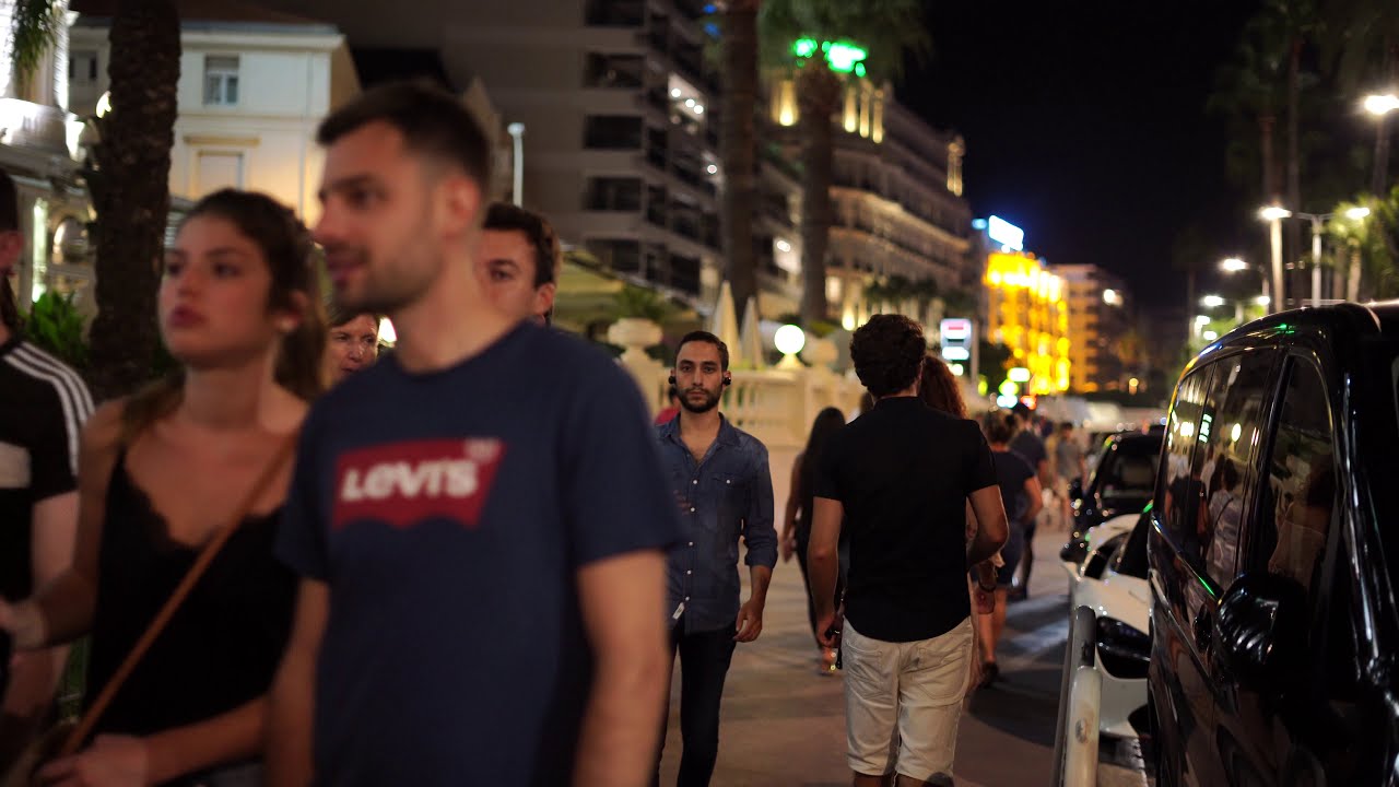 Cannes France 4K Walking Tour by night August 2019