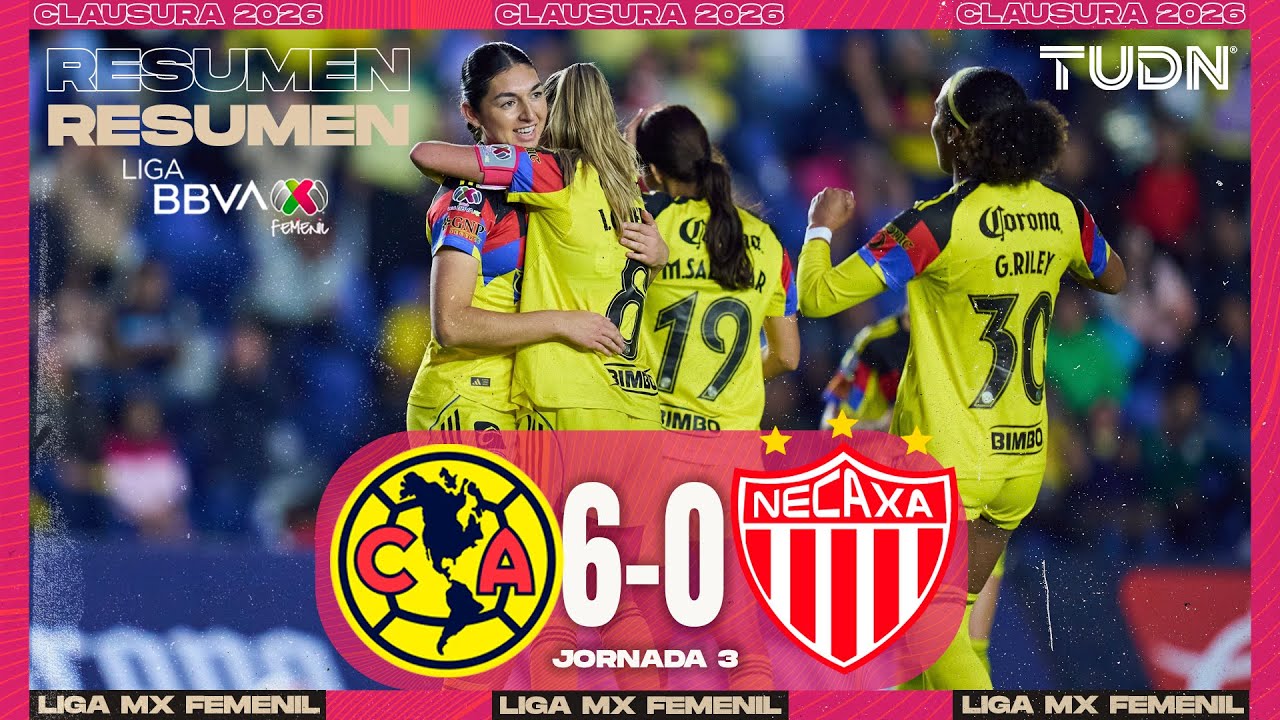 Resumen y goles - América 6-0 Necaxa | Liga MX Femenil - J3 CL2026 | TUDN