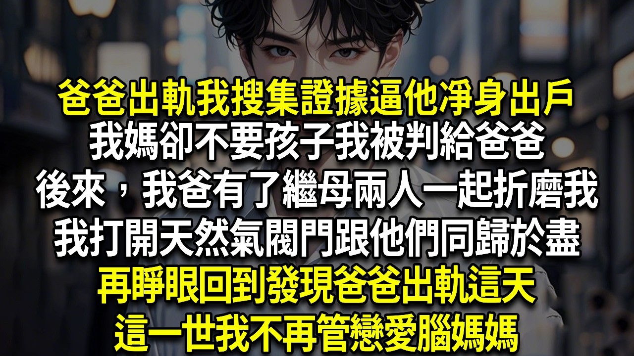 爸爸出軌我搜集證據逼他凈身出戶我媽卻不要孩子我被判給爸爸後來，我爸有了繼母兩人一起折磨我我打開天然氣閥門跟他們同歸於盡再睜眼回到發現爸爸出軌這天這一世我不再管戀愛腦媽媽