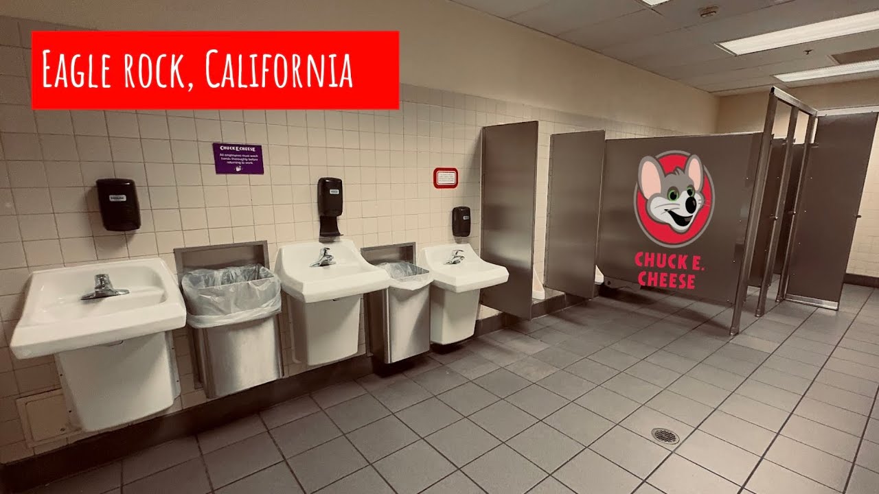 Boy’s & Girl’s Restroom + Arcade Tour, Kohler Toilet Flush, Chuck E. Cheese, Eagle Rock, California 