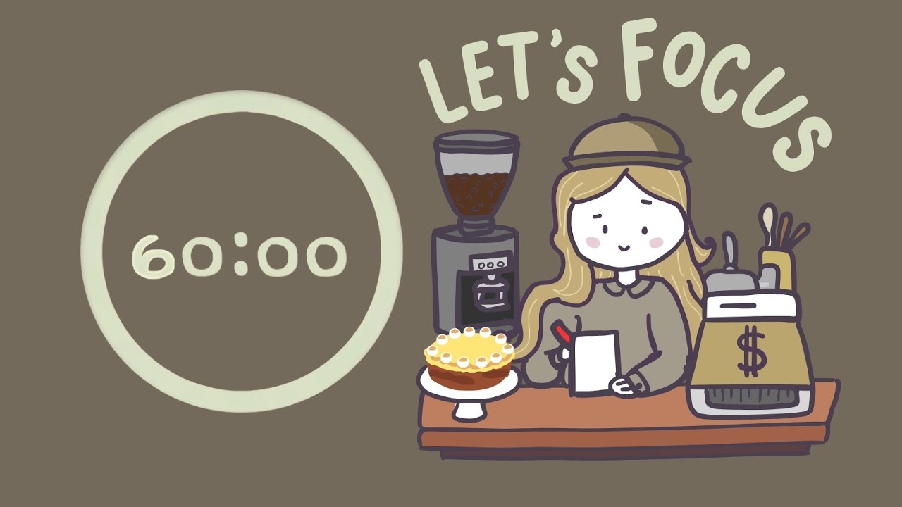 Coffee Shop Pomodoro | 4x60min | ADHD | Let's get focused! White Noise ♡