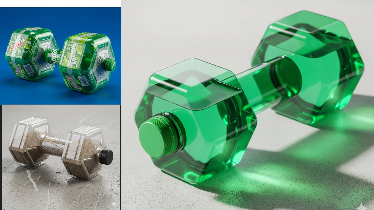 Olha que incrível como fazer halteres com garrafa pet e cabo de fasoura sipres e quandos quilos 