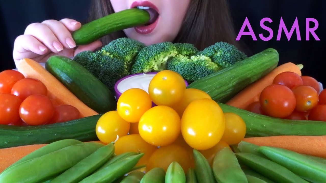 HEALTHY EATING ASMR Raw Veggie Platter - EXTREMELY Satisfying Crunchy Sounds!
