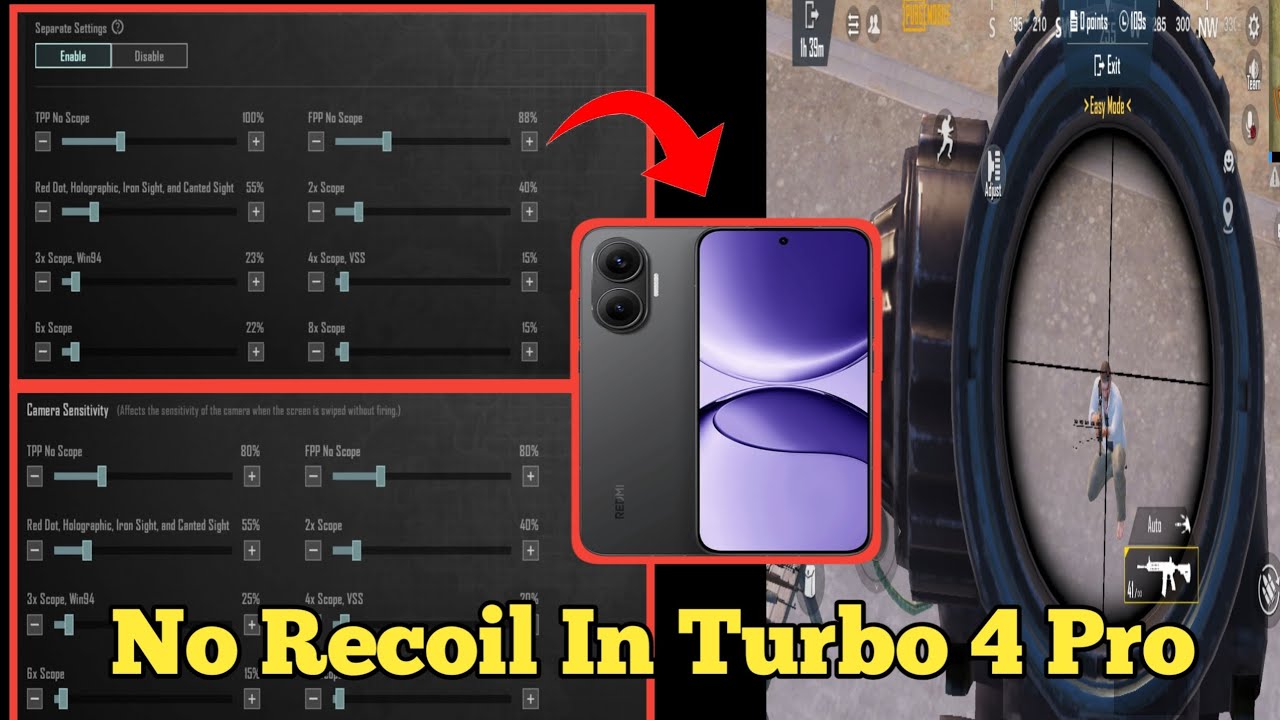 আজকে থেকে আপনি প্রো । New sensitivity setting in Redmi Turbo 4 pro । Pubg mobile new sensitivity