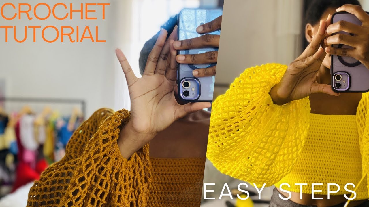 How to crochet the puff mesh sleeves top (step by step)
