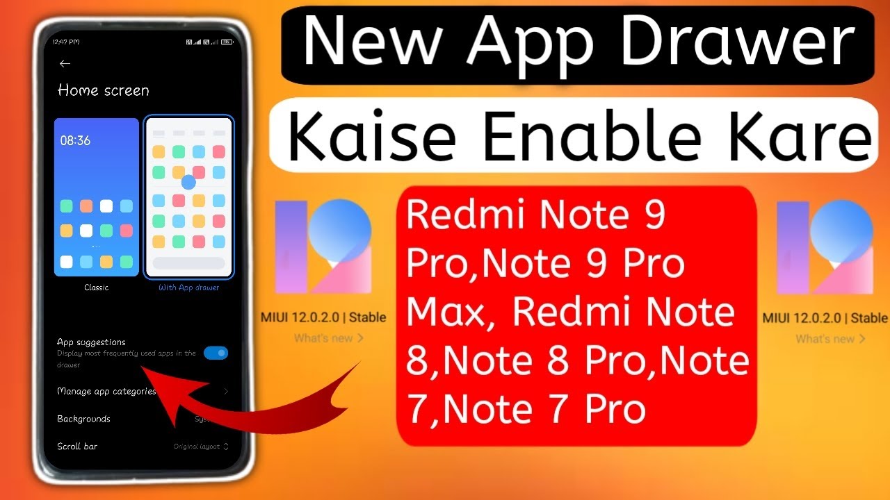 HOW TO ENABLE NEW APP DRAWER IN REDMI NOTE 9 PRO MAX AND ALL XIOME DEVICE MIUI 12