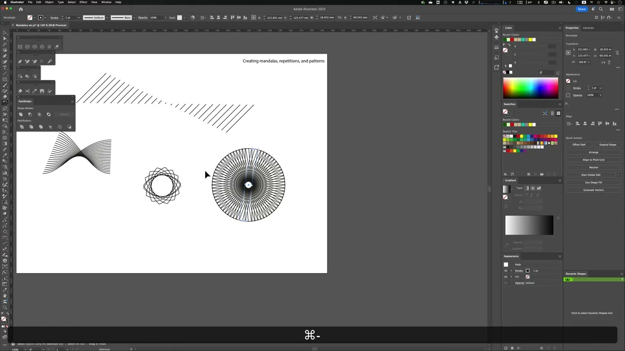 Creating simple repetitions and mandalas in Illustrator.